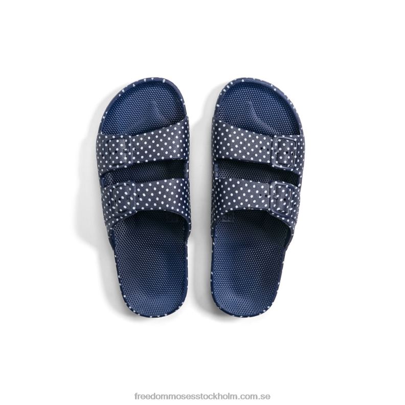 prickar vita marinblå 22JP654 Freedom Moses vita prickar tryck